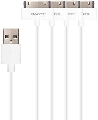 HomeSpot 4 Pack 8" 20cm Apple Certified MFi 30 Pin to USB Charge and Sync Charging Cord Charger compatible with iPhone 4/4s, iPhone 3G/3GS, iPad 1/2/3, iPod