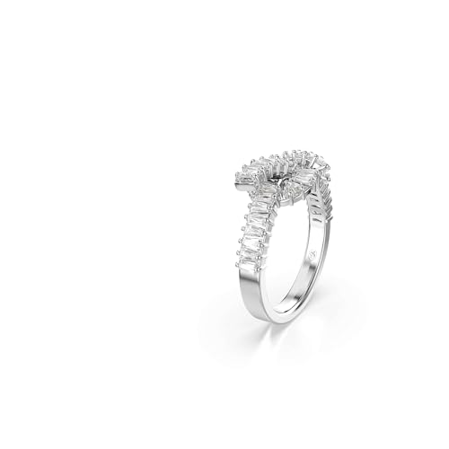 Swarovski Anello Matrix, Taglio Baguette, Nodo, Bianco, Placcato Rodio - 2