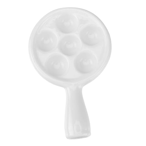 DECOMELODY Plato Cerámico para Hornear Caracoles con Asa Utensilio de Cocina para Servir Antideslizante y Resistente para Horno y Lavavajillas Diseño con Ranuras y Orificios para Mariscos