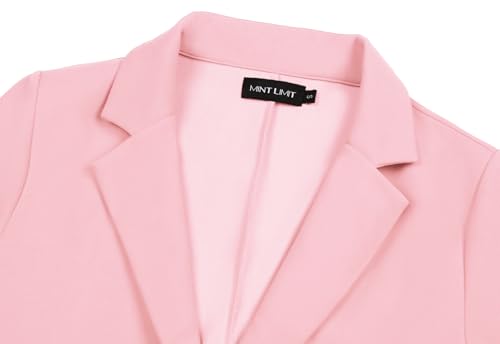 MINTLIMIT Pink Blazer Jacket for Women Notched Lapel Long Sleeve One Button Suit Jackets Tailored Outfit,M,Pink4
