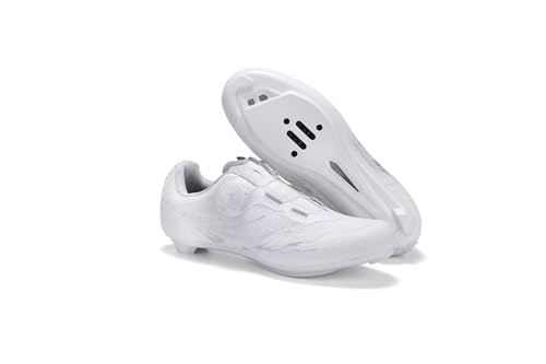 ObnoxiUnisex Road Cycling Shoes Compatible with Peloton Bikes Delta SPD/SPD-SL and Look Pedals Ideal for Indoor & Outdoor Road Fitness Training White