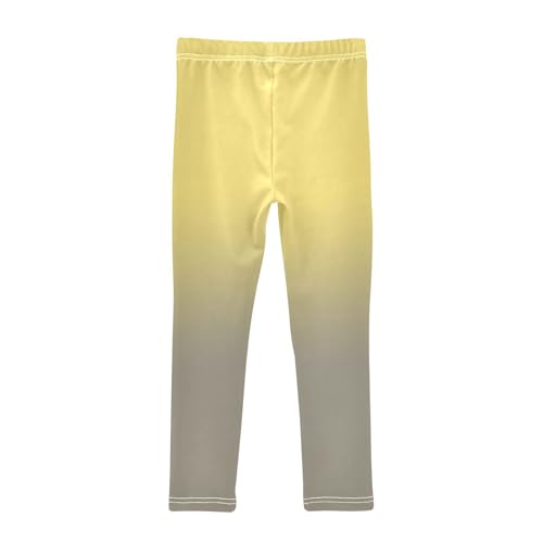 DOMIKING Yellow Gray Gradient Girl's Leggings Pants Kids' Yoga Pants Stretchy Running Tights 4 Years2