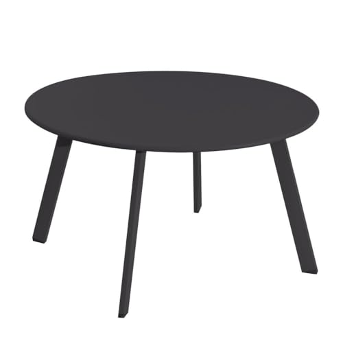 LOLAhome Mesa Auxiliar Marzia lacada Negra | Ø70 x 40 cm | De Acero con Revestimiento epoxi anticorrosión Interiores y Exteriores, jardín, terraza y balcón