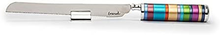 EMANUEL Yair Challah Bread Knife with Detachable Salt Shaker in Handle | Modern Multicolored Ring Design (Multicolored NSM-1)