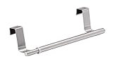 De acero fino inoxidable WENKO Toallero para puerta telescópico - extensible, Acero inoxidable, 22-35 x 6 x 7 cm, Plata mate