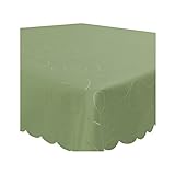  Tischdecke Damast Ornamente Circle, 130x220 cm Lindgrün, edel bestickte Tischdecken, Tischdeko Wohnzimmer Esszimmer, Tischtuch Bügelfrei und Fleckenabweisend, pflegeleicht waschbar