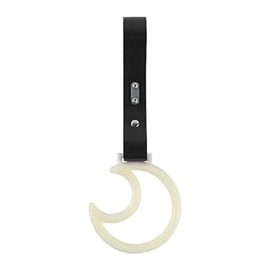 Q1-TECH, JDM Tsurikawa Ring Japanese Subway Train Bus Car Handle Moon Shaped Handle Hand Strap Rear Front Bumper Warning Rings Drift Charm Drift Bosozoku Car Accessory (Glow in Dark/Black)