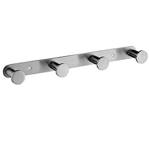 Lolypot Crochet de serviette Crochets pour serviettes Crochet de mur manteau Porte-serviettes Crochet Mural de Salle de Bains en Acier Inox Crochets de bains et de cuisine (mural, 4 crochets brossé)