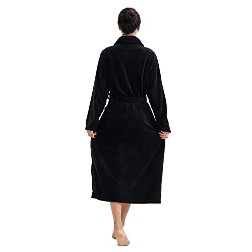 Image of RONGTAI Womens Bathrobe Ladies Fleece Plush Warm Long Robes Fleece Nightgown Sleepwear