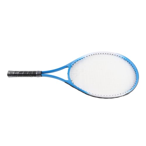 PUSOKEI Raqueta de Tenis de Aleación de Aluminio y Nailon Duradero de 27 Pulgadas con Marco de Viento Roto, Diseño Ergonómico para Entrenamiento Principiante, Raqueta de Tenis Individual para (Blue)