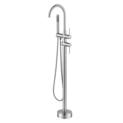 Freestanding Tub Filler Faucet - Brushed Nickel Floor Mount
