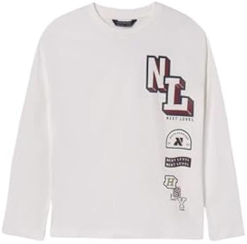 Mayoral 14-07078-039 - L/s t-Shirt Best Day Ever for Boys 12 Years Cream