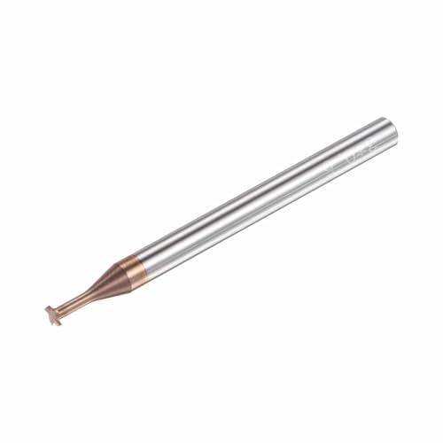 Image of HARFINGTON T Slot End Mill Milling Cutter 3mm Cutting 0.5mm Depth 4mm Shank Solid Carbide Titanium Coated 4 Flutes for Stainless Steel Alloy