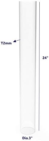 Miniatura 4 de FixtureDisplays Tubo de acrílico transparente de 3 pulgadas (nominal) de diámetro (2.953 pulgadas de diámetro exterior exacto) x 24 pulgadas de