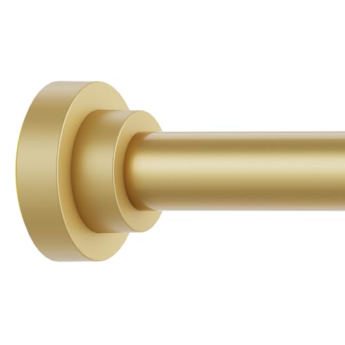 Thestoa Gold Shower Curtain Rod Adjustable 43-78 inch 1Diameter Spring Tension Curtain Rod No Drill Anti-Rust Non-Slip Shower Rod for Bathroom