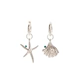 Pendientes de perla de alta gama asimétrica de conchas asimétricas con perlas incrustadas de diamantes, pendientes sencillos y versátiles de verano con sentimientos de alta gama