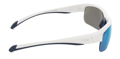Hobie Eddy Polarized Rectangular Sunglasses, Satin White Frame/Cobalt Mirirror Lens, 63MM4