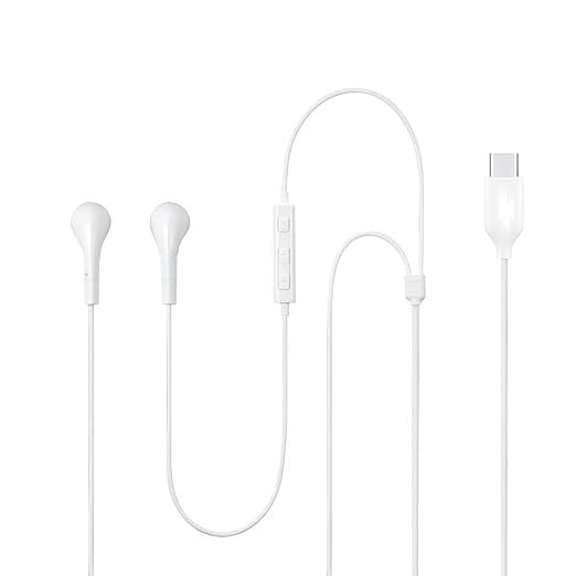 Image of Original Wired Earphones Type C Earphone Compatible with Samsung IC050 Headphones with Microphone Noise Isolation Stereo (White)