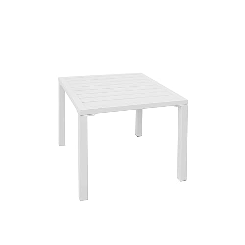 LOLAhome Mesa Auxiliar laminada de jardín Io de Aluminio Blanca de 50x45x45 cm