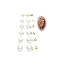 6 Pairs Pearl-Gold