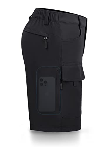 Hiauspor Men's-Hiking-Cargo-Shorts-Lightweight-Waterproof-Golf-Fishing-Athletic, Black, 36 Regular