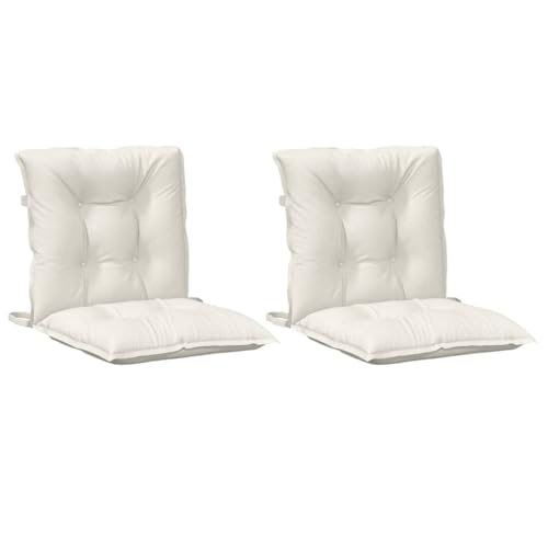 Coussin de chaise de jardin dossier bas crème 100x50 cm lot de 2 en polyester - 4