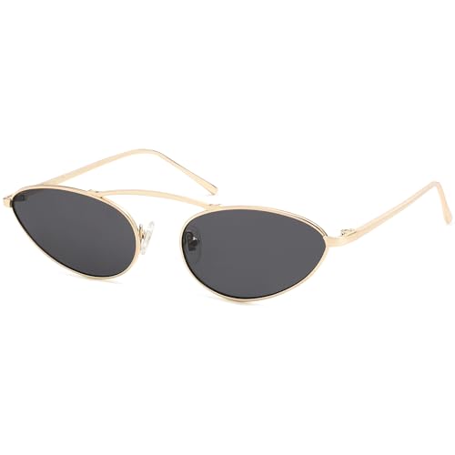 SOJOS Retro Narrow Cat Eye Sunglasses Women Men 90s Vintage Small Metal Frame Sunnies SJ12234