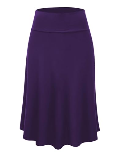 Image of FRAULEIN Women's Midi Skirt Wide High Waist Vintage A-Line Flared and Swingy Skirt