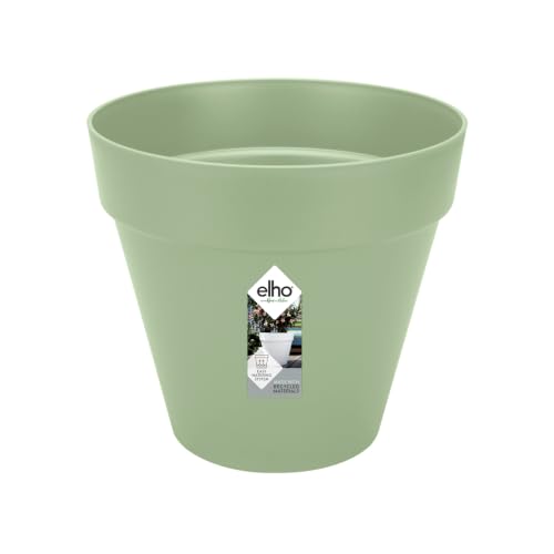 Elho Loft Urban Round 25 - Macetero por Exterior - 100% Plástico Reciclado - Ø 24.5 x H 22.0 cm - Pistache Green