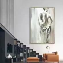 Impression d'art nordique haut de gamme, tableau noir et blanc 40x60cm châssis bois pour salon