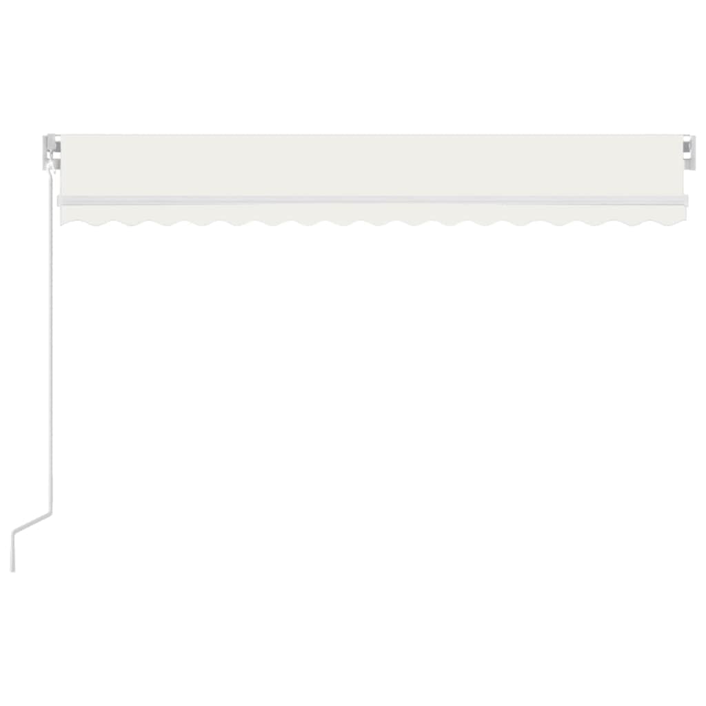 Tenda da sole manuale con braccio articolato, 450 x 350 cm, color crema con LED | Telaio in alluminio verniciato a polvere, poliestere impermeabile, illuminazione a energia solare, funzionamento a manovella