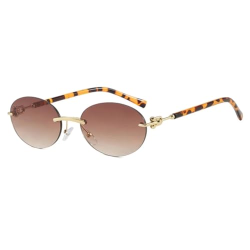 Lunettes de soleil ovales sans monture pour homme et femme au style vintage unique