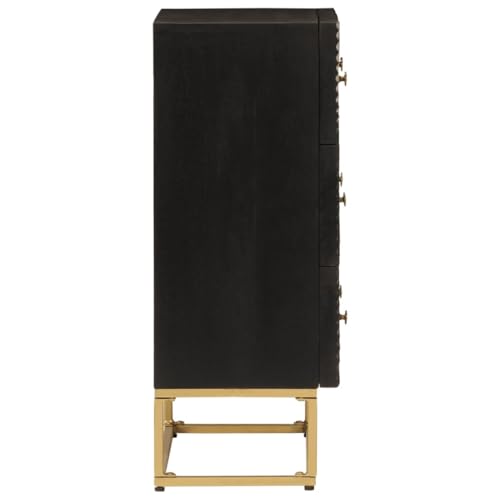 Cómoda negra de madera maciza de mango y hierro de 55x30x76 cm 6