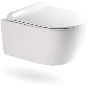 VILSTEIN® Hänge-WC Spülrandlos – Wand WC Komplettset mit WC-Sitz & Absenkautomatik – Spülrandlose Toilette