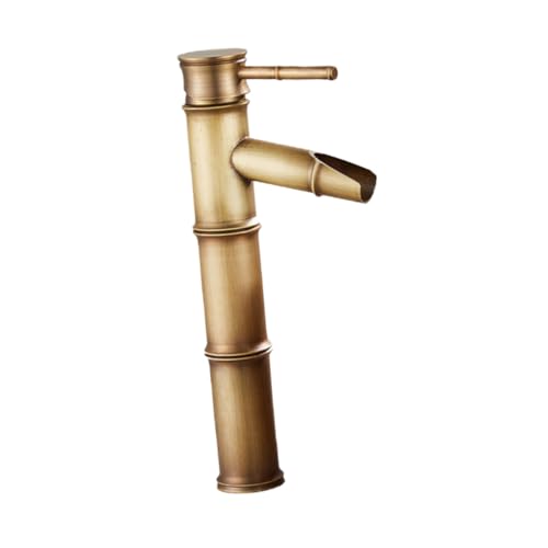 DOITOOL アンティーク銅製竹節デザイン浴室水栓 蛇口バスルーム洗面台用 混合水栓 ワンホール式 滝水流出 高機能バブルフィルター搭載 温冷