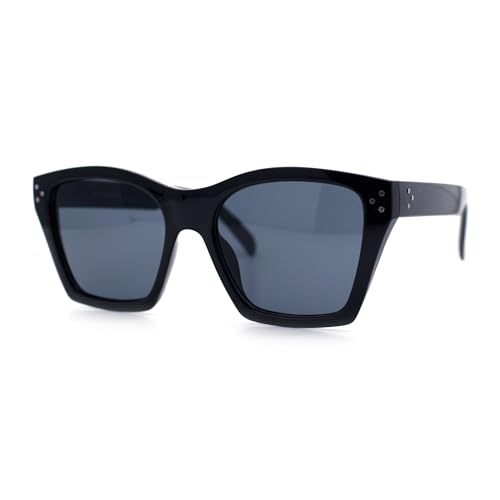 Sa106 A857-BK-SBK-SS7896 Womens Oversize Horn Rim Cat Eye Sunglasses All Black thumb #4