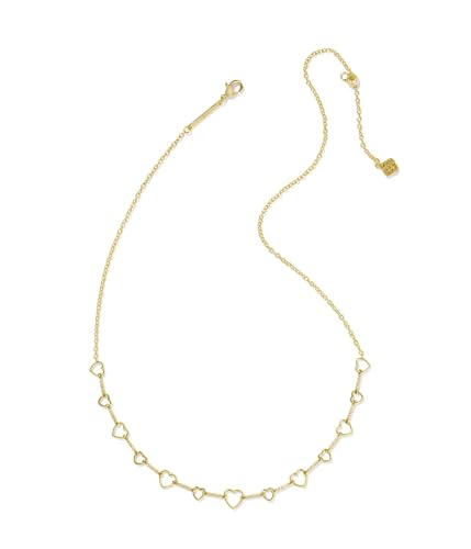 Kendra Scott Haisley Heart Strand Necklace - Brass Construction - Cubic Zirconia Gem - Lobster Clasp Gold White Crystal One Size One Size