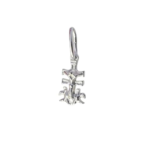 Minoplata Cruz de Caravaca Mini, Plata de Ley 925, Diseño Clásico Unisex, Colgante Religioso Espiritual, 10mm x 6mm, Acabado Liso