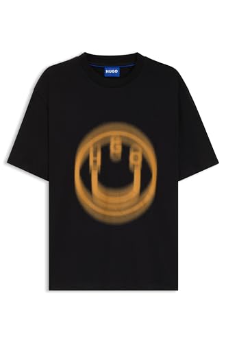 HUGO Nalax T-Shirt homme streetwear uni noir à manches courtes col rond et logo graphique