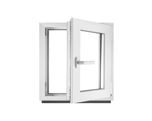 Fenêtre en PVC blanc double vitrage 4/24/4 LxH 50 x 50 cm d'ouverture Droite Toutes les tailles 500 x 500 mm Oscillo-battant 1 vantail - BauPlaza