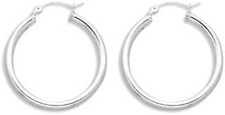 Sterling Silver 3x30mm Hoop Earrings With Click