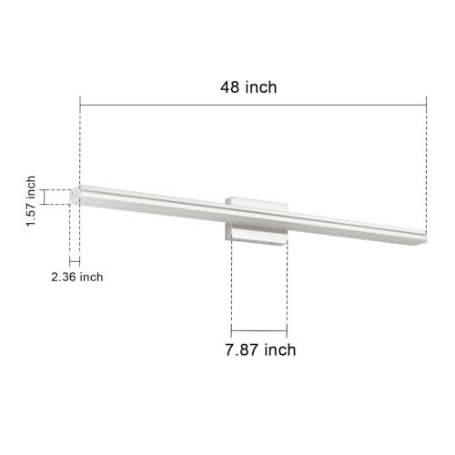 Image of SineRise 48-Inch LED Modern Bathroom Vanity Light Bar, Chrome Modern Acrylic Bathroom Wall Lighting Fixtures Over Mirror (Cool White 6000K)