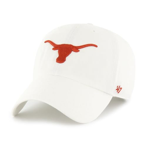 47 NCAA Unisex-Adult Clean Up Adjustable Hat Cap One Size (US Alpha One Size Texas Longhorns - White)