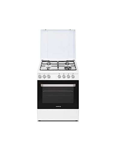 Cuisiniere gaz Rosieres RGG663CSW/E - Cuisinière 60 cm Blanc - Table de cuisson Gaz - Four Electrique 63 litres - Nettoyage Catalyse - Classe énergétique A