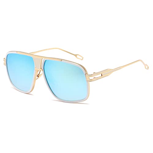 Aevogue Sunglasses For Men Goggle Alloy Big Frame Square Metal Punk Style Shield Ae0336 #TOP10