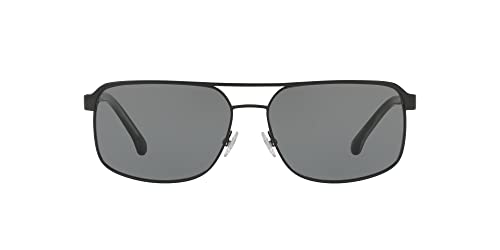 Brooks Brothers Men's BB4040S Aviator Sunglasses, Matte Black/Black Horn/Solid Grey, 59 mm