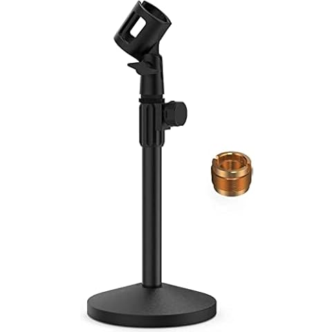 Mic Stand, Ohuhu Microphone Stand, Adjustable Mic Stand Desk with 180° Adjustable Clip, Metal 5/8" Male to 3/8" Female Adapter Compatible with Blue Yeti Snowball & Other Microphones Cover