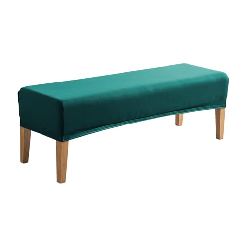 Image of HOKIPO 'SereneSolids' 140 GSM Elastic Stretchable Dining Bench Cover, Teal (AR-6245-TL)