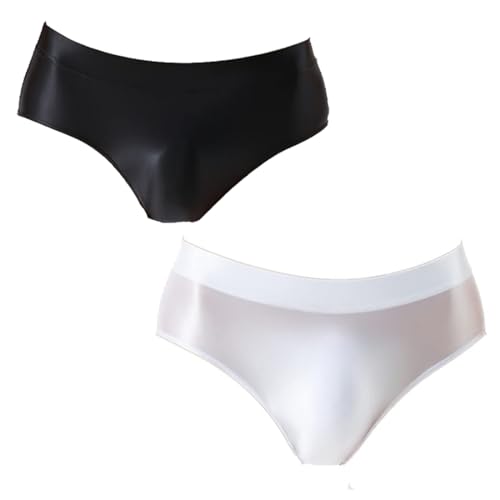 Mens Sissy Panties Silk Shiny Glossy Spandex Bikini Briefs Shorts Low Waist Stretchy Underwear Swimwear Thongs