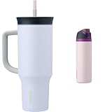 Owala 40oz Insulated Tumbler and 24oz Insulated Water Bottle Bundle with Lids and Straws, Purple and Dreamy Field